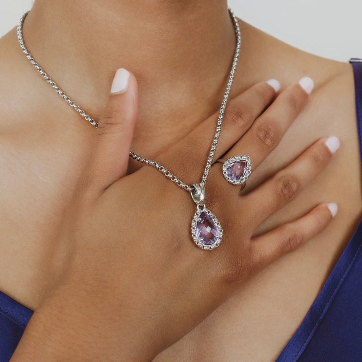 Drop Ring in Silver with Amethyst, Small