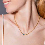 Deco Necklace in Gold With Green, White & Pavé