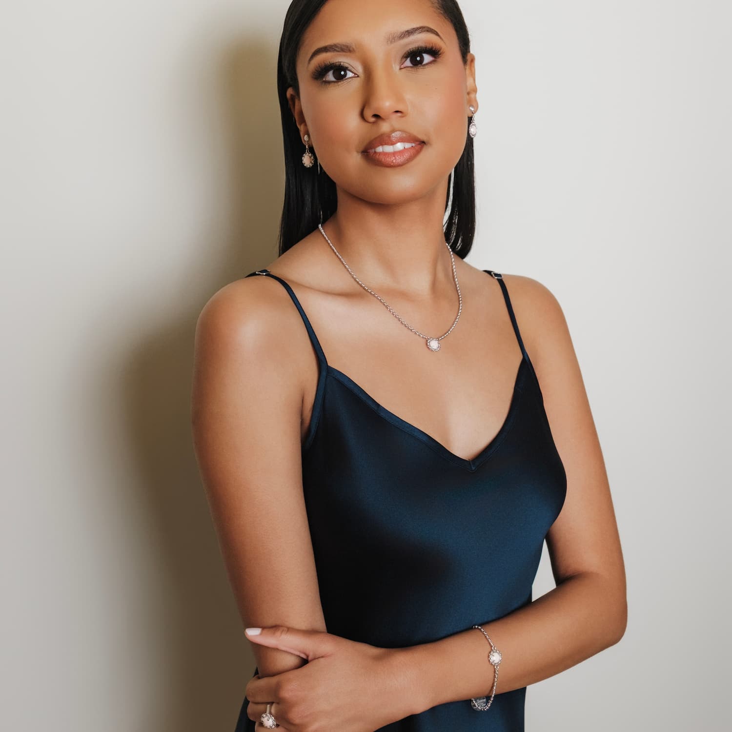 Gemma Necklace in Silver with Pink Coral