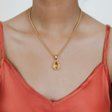 Drop Pendant in Gold with Citrine, Large