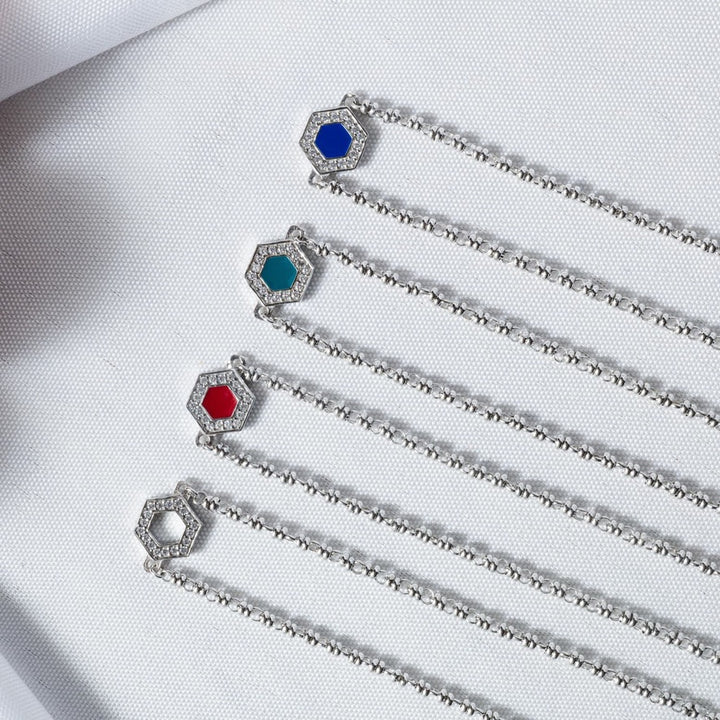 Deco Necklace in Silver With Pavé