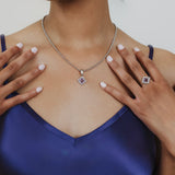 Quadra Ring in Silver with Amethyst, Small