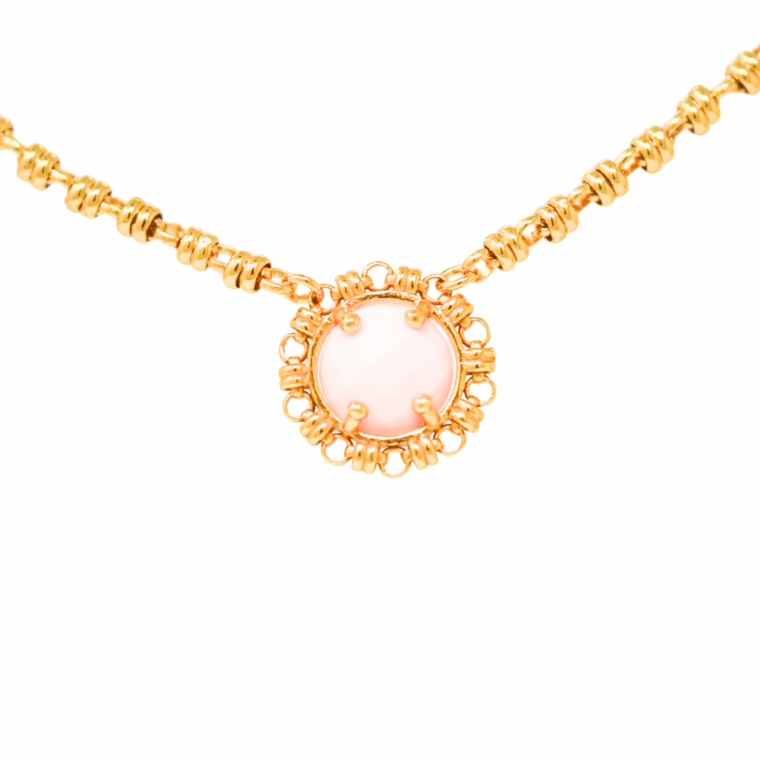 Gemma Necklace in Gold with Pink Coral