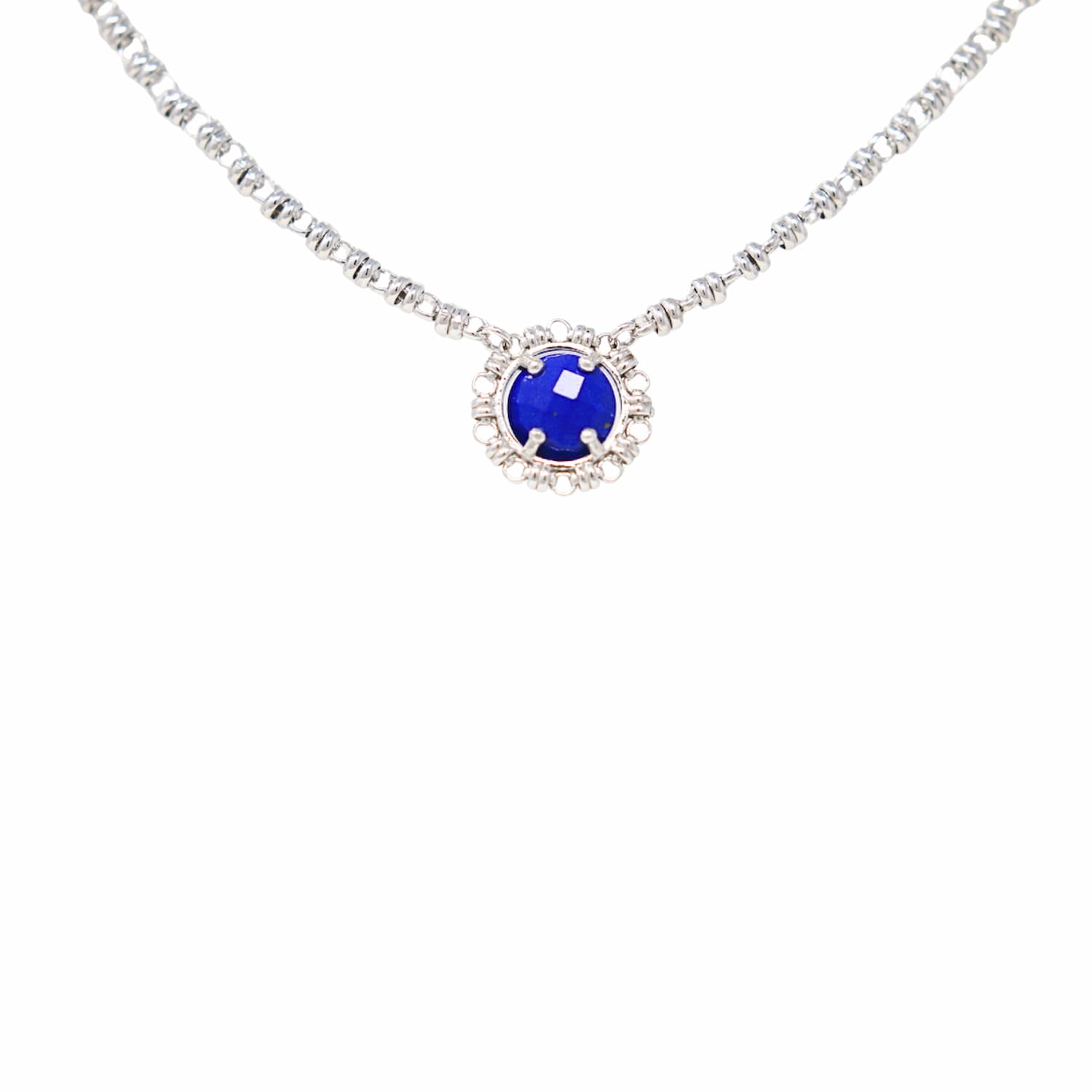 Gemma Necklace in Silver with Lapis
