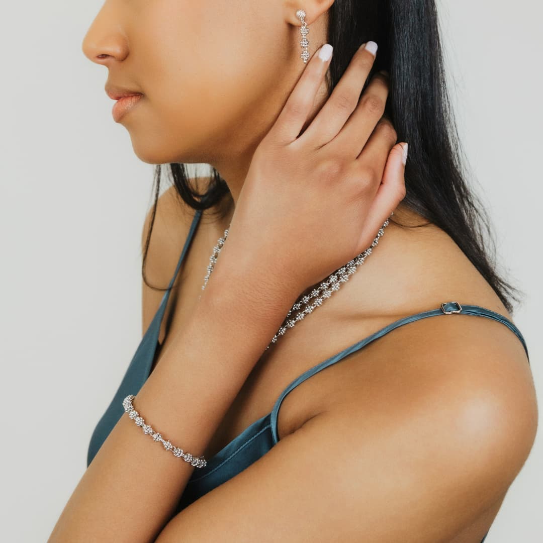 Bracciale Links Caviale in Rodio