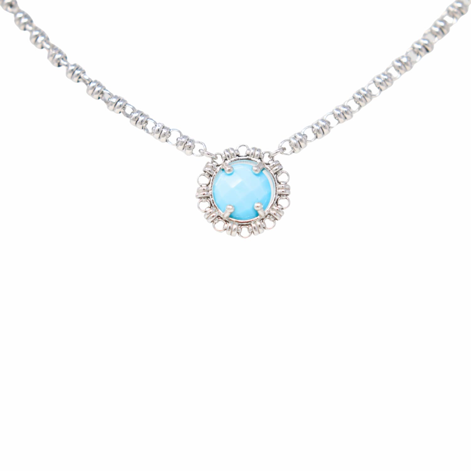 Gemma Necklace in Silver with Turquoise