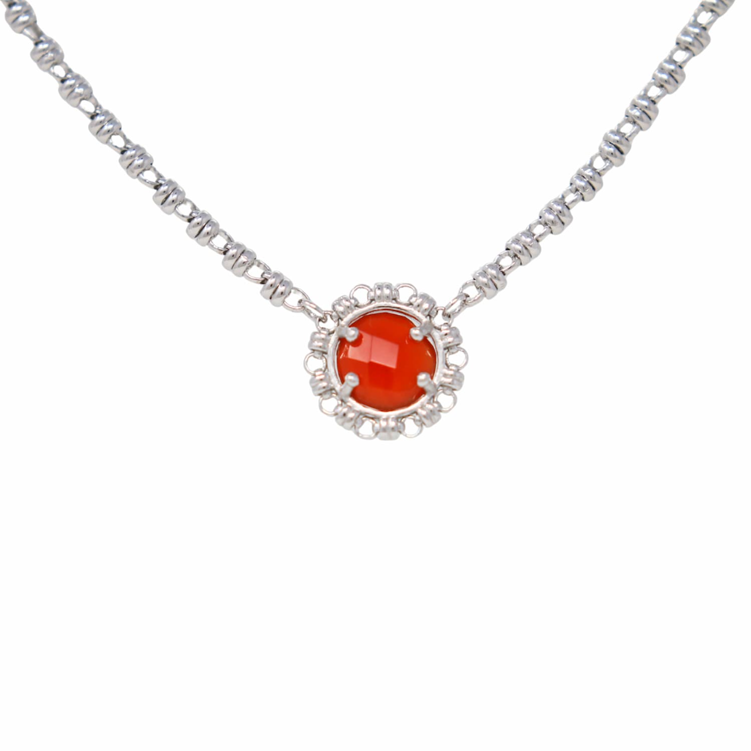 Collana Gemma in Rodio con Corniola