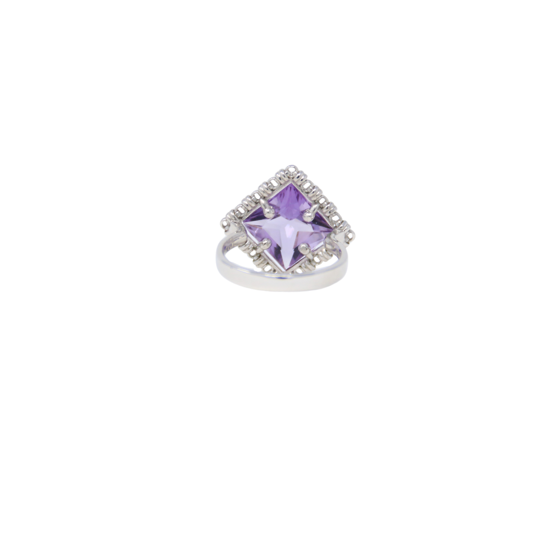 Quadra Ring in Silver with Amethyst