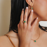 Gemma Earrings in Gold with Malachite