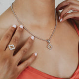 Quadra Pendant in Silver with Citrine, Small