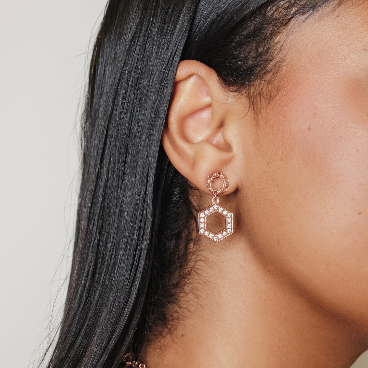 Super Deco Earrings in Rose Gold With Pavé