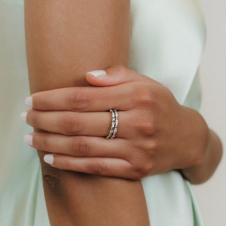 Whisper Ring in 14k White Gold with Diamond Stations