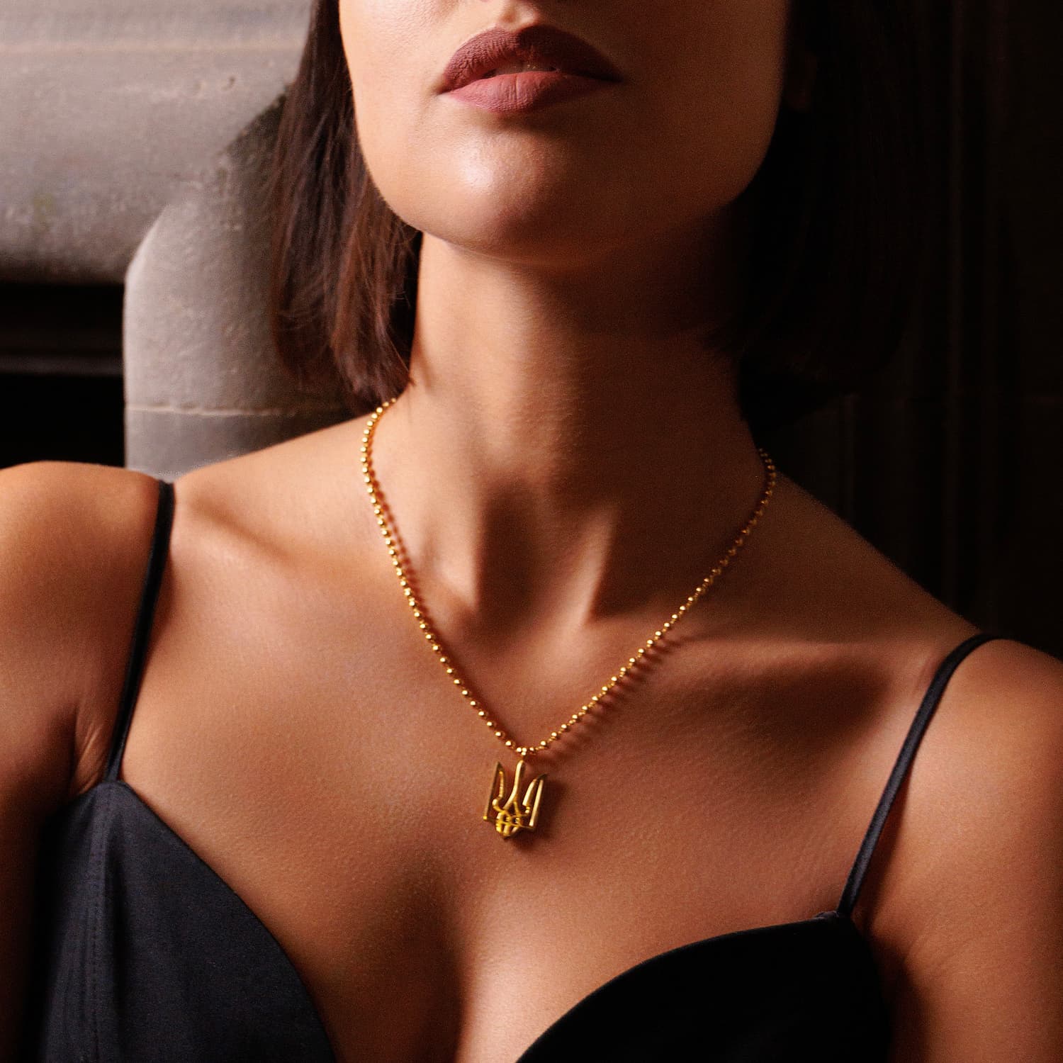 Trident Necklace in Gold