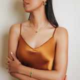 Gemma Necklace in Gold with Malachite