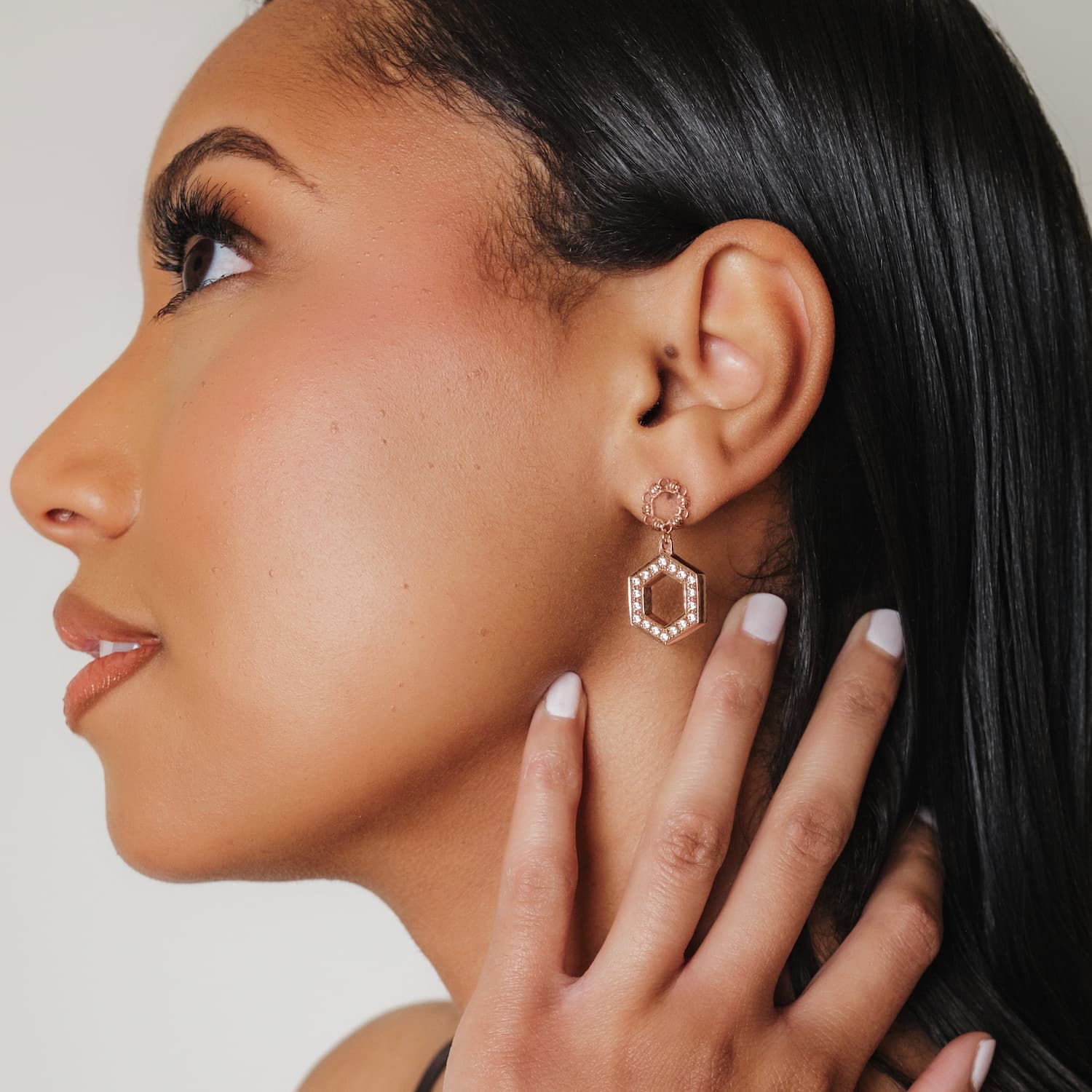 Super Deco Earrings in Rose Gold With Pavé