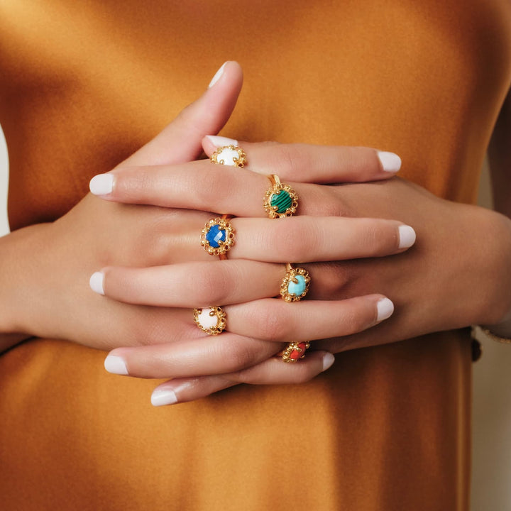 Gemma Ring in Gold with White Agate