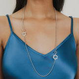 Super Deco Necklace in Silver with Pavé