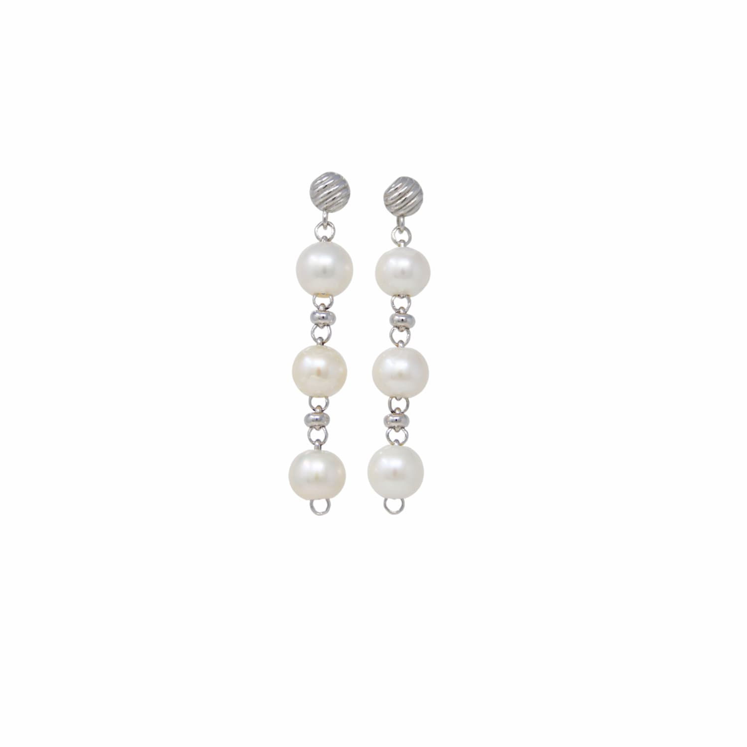 Bella Earrings with Pearls in Silver