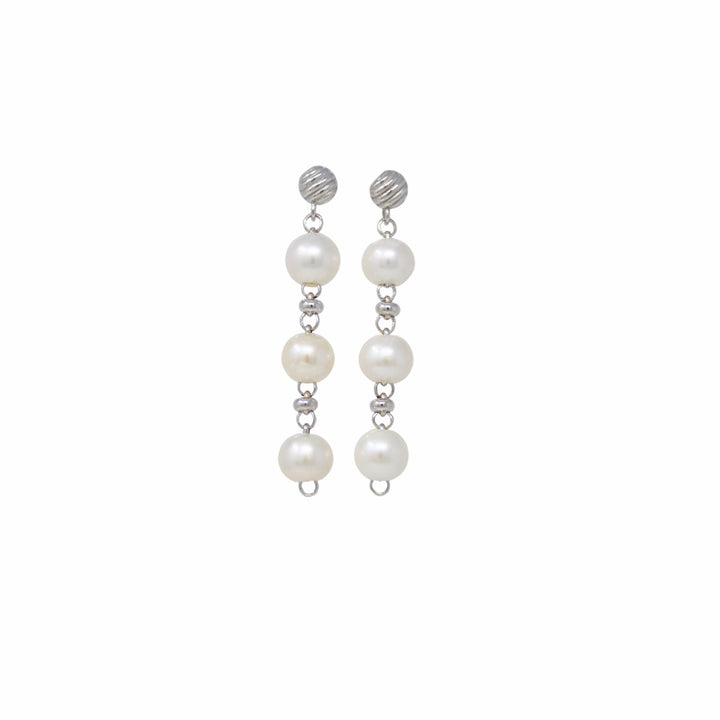 Bella Earrings with Pearls in Silver