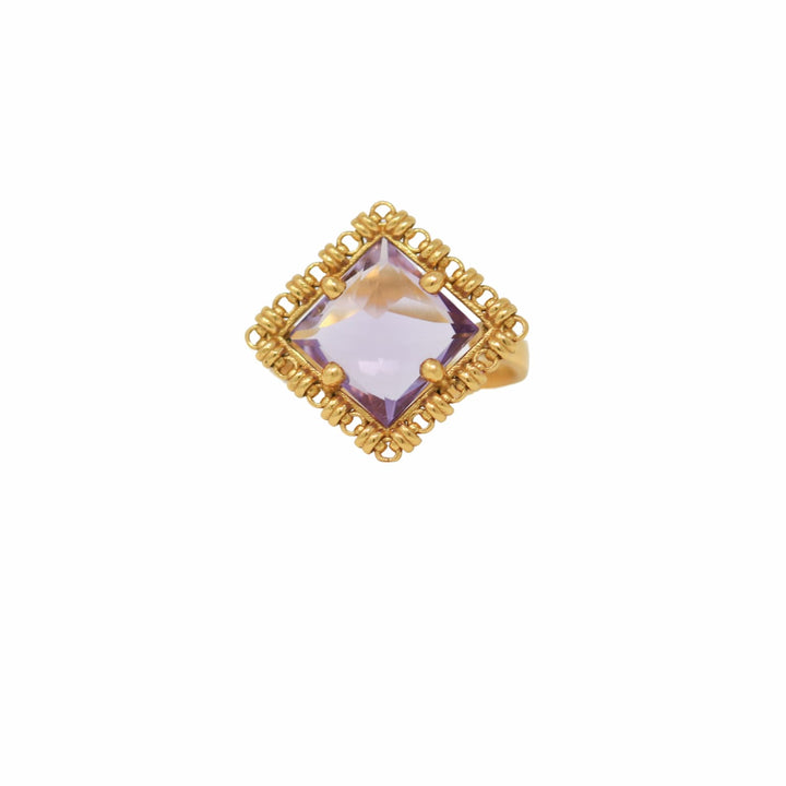Quadra Ring in Gold with Amethyst, Small