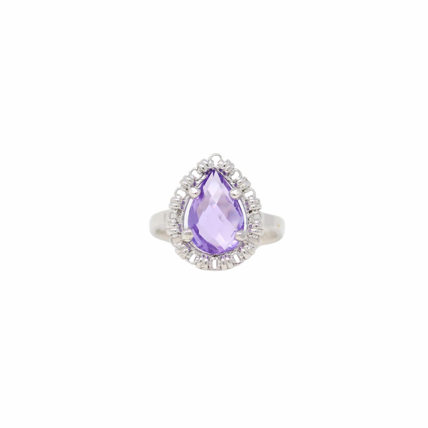 Drop Ring in Silver with Amethyst, Small