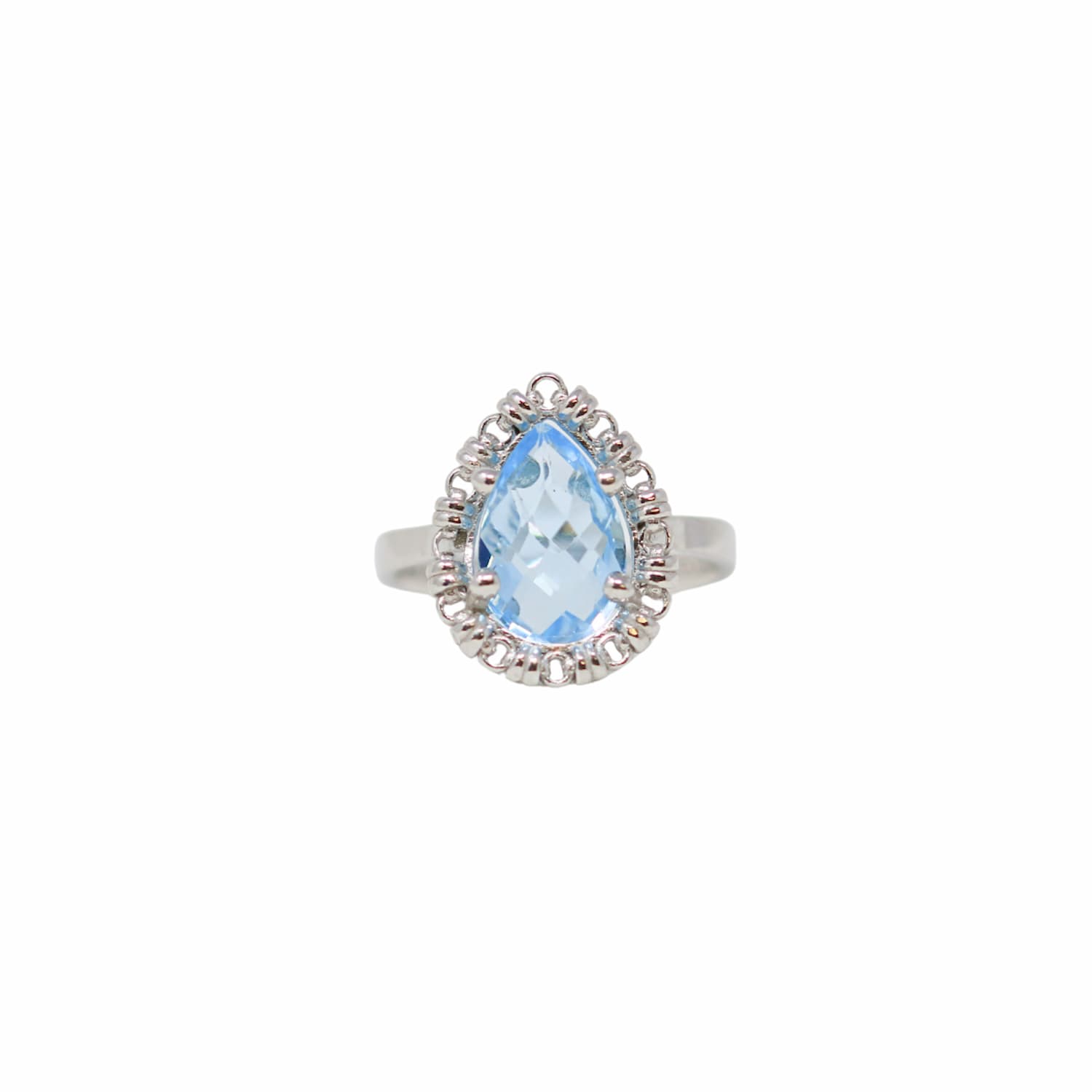Drop Ring in Silver with Blue Topaz, Small