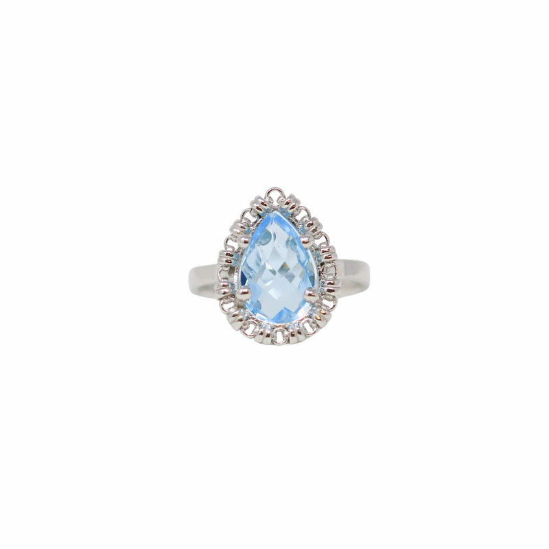 Drop Ring in Silver with Blue Topaz, Small