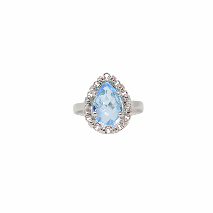 Drop Ring in Silver with Blue Topaz, Small