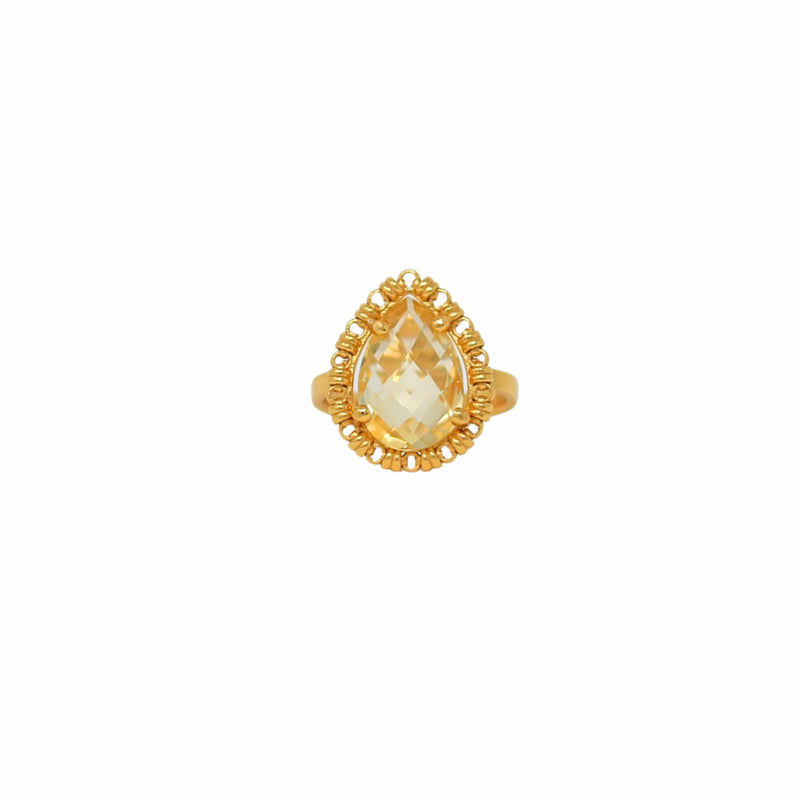 Drop Ring in Gold with Citrine, Small