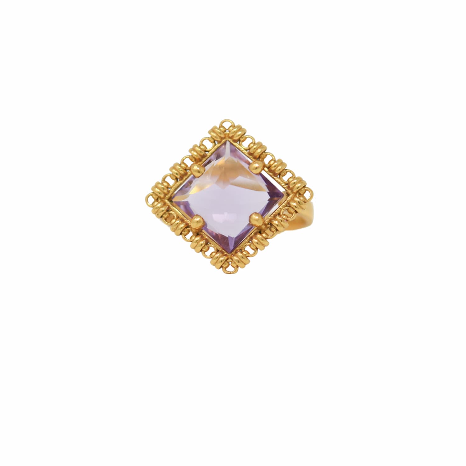 Quadra Ring in Gold with Amethyst