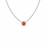 Gemma Necklace in Silver with Coral