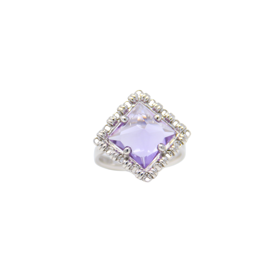 Quadra Ring in Silver with Amethyst