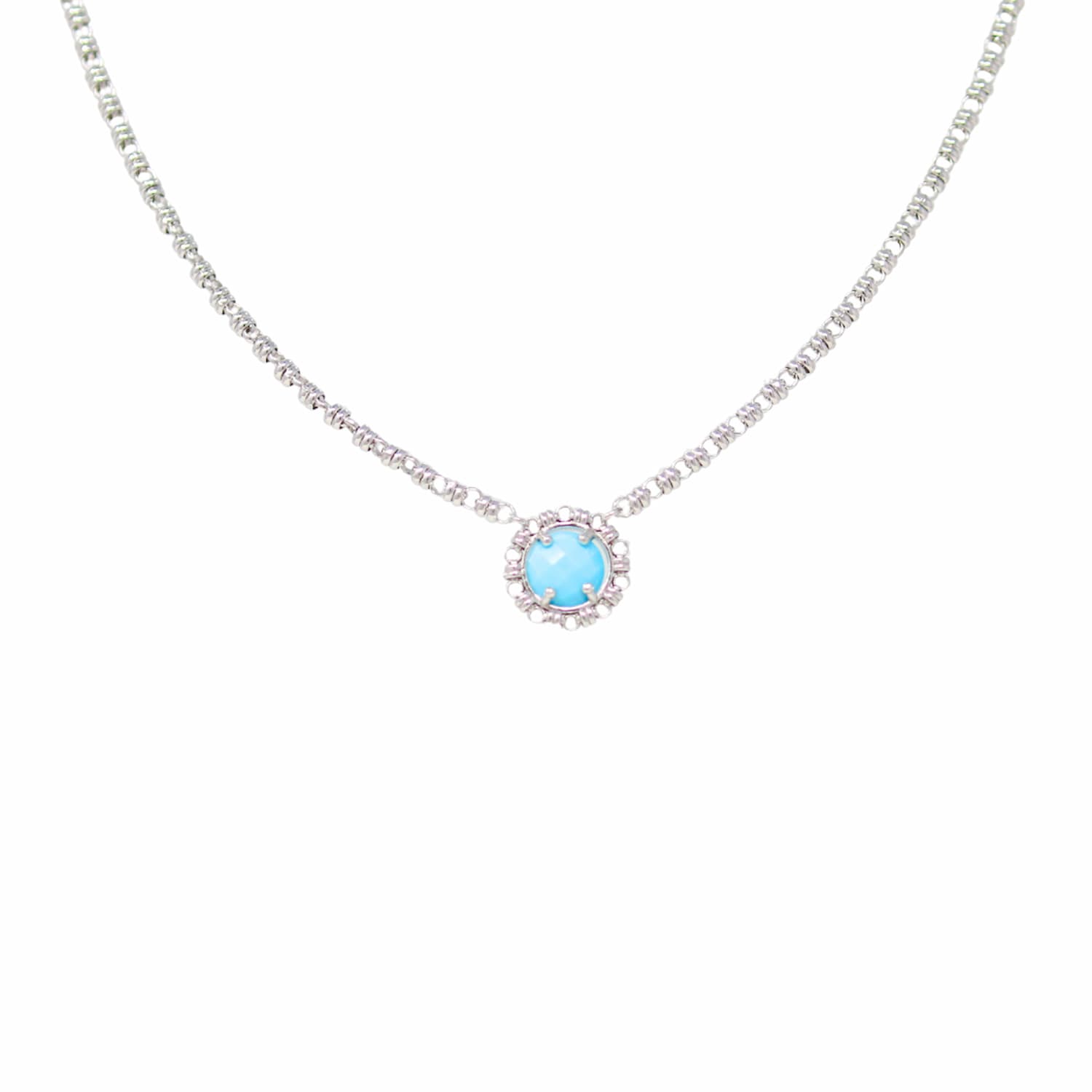 Gemma Necklace in Silver with Turquoise