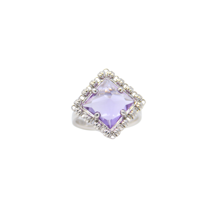 Quadra Ring in Silver with Amethyst