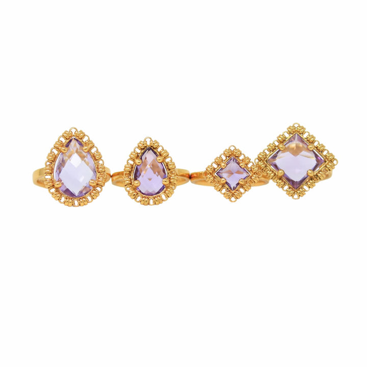 Quadra Ring in Gold with Amethyst