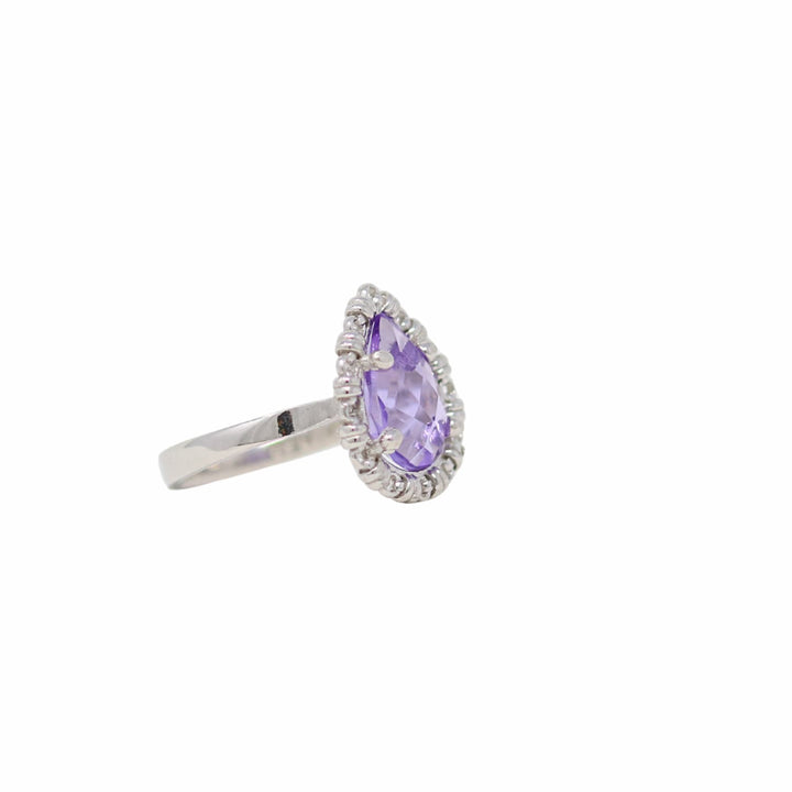 Drop Ring in Silver with Amethyst, Small