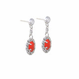 Gemma Earrings in Silver with Coral