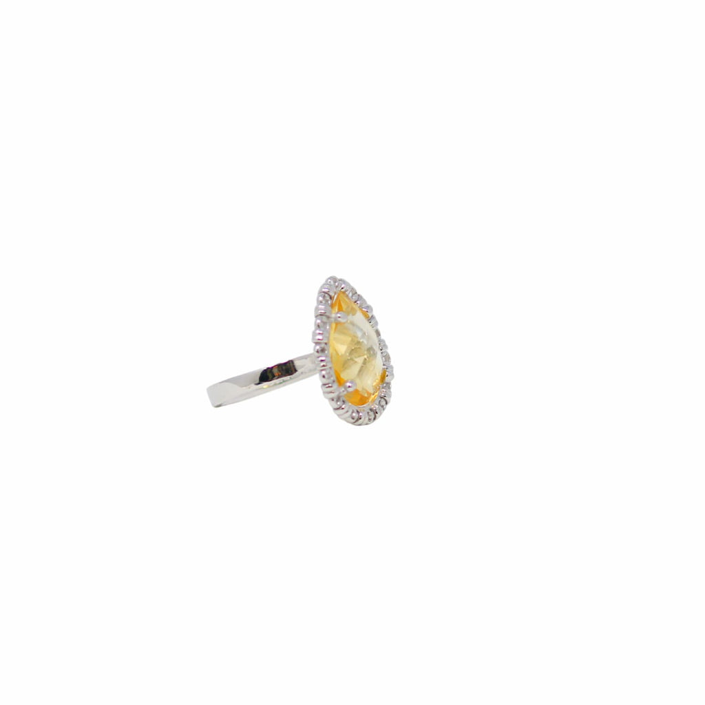Drop Ring in Silver with Citrine, Small