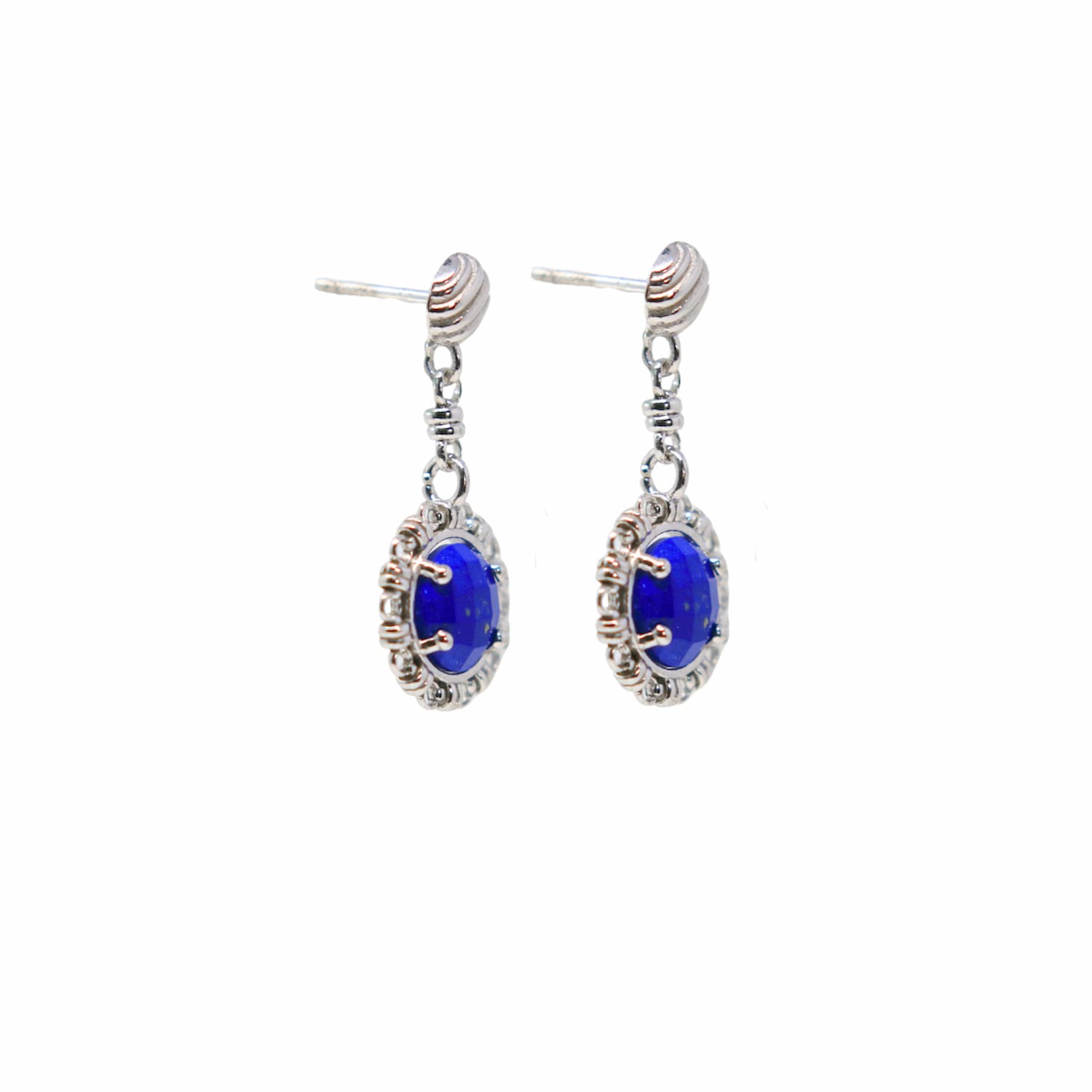 Gemma Earrings in Silver with Lapis