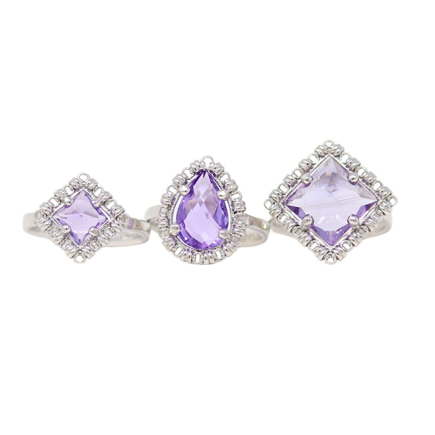 Drop Ring in Silver with Amethyst, Small