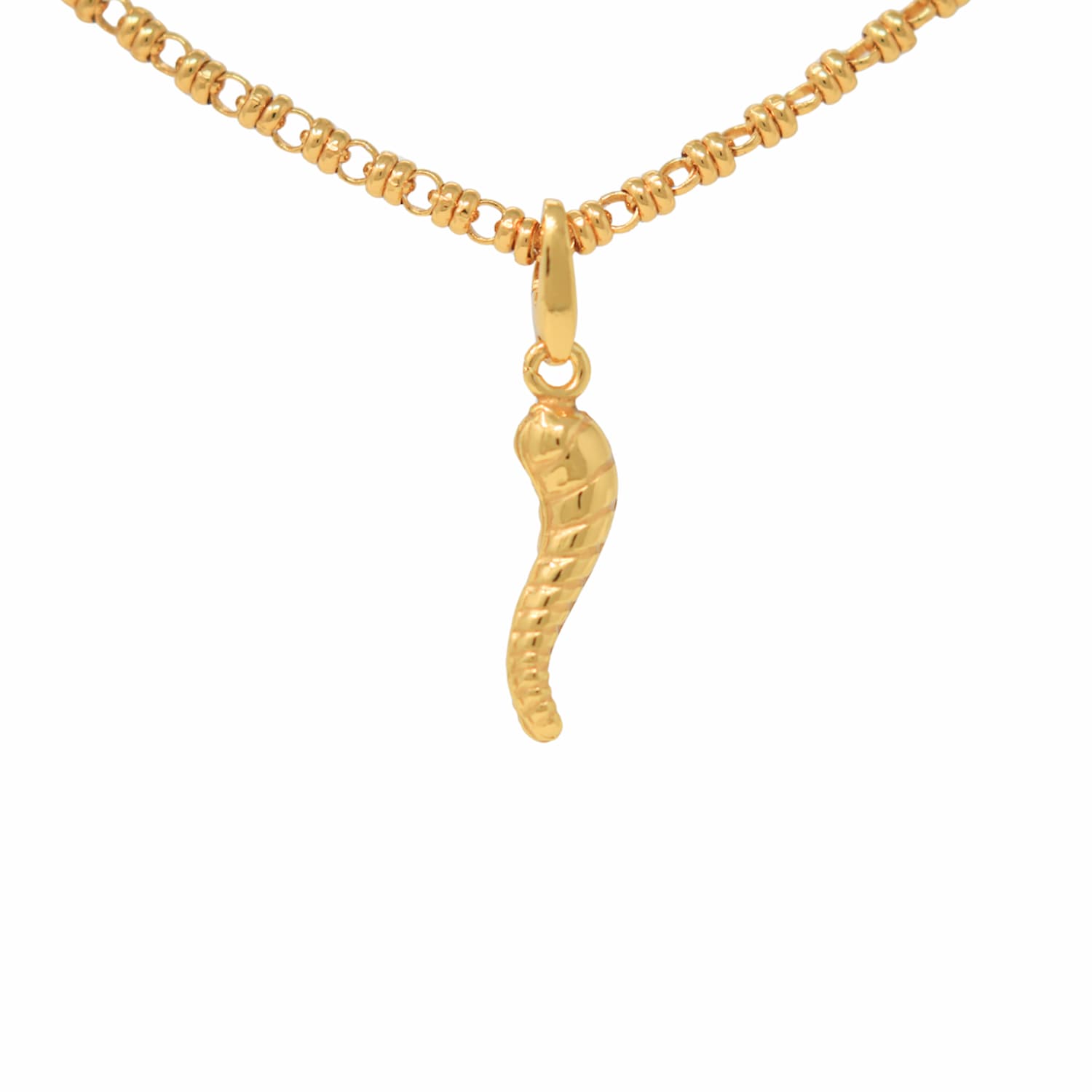 Small Italian Horn Charm in Gold