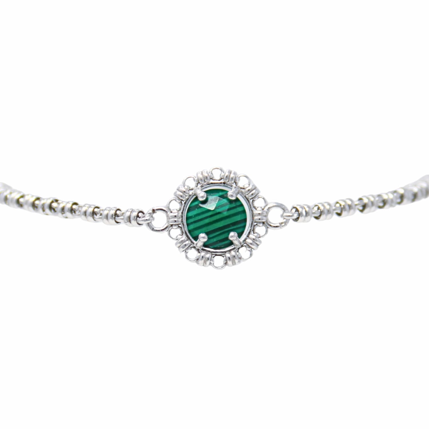 Gemma Bracelet in Silver with Malachite