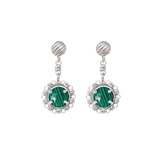 Gemma Earrings in Silver with Malachite