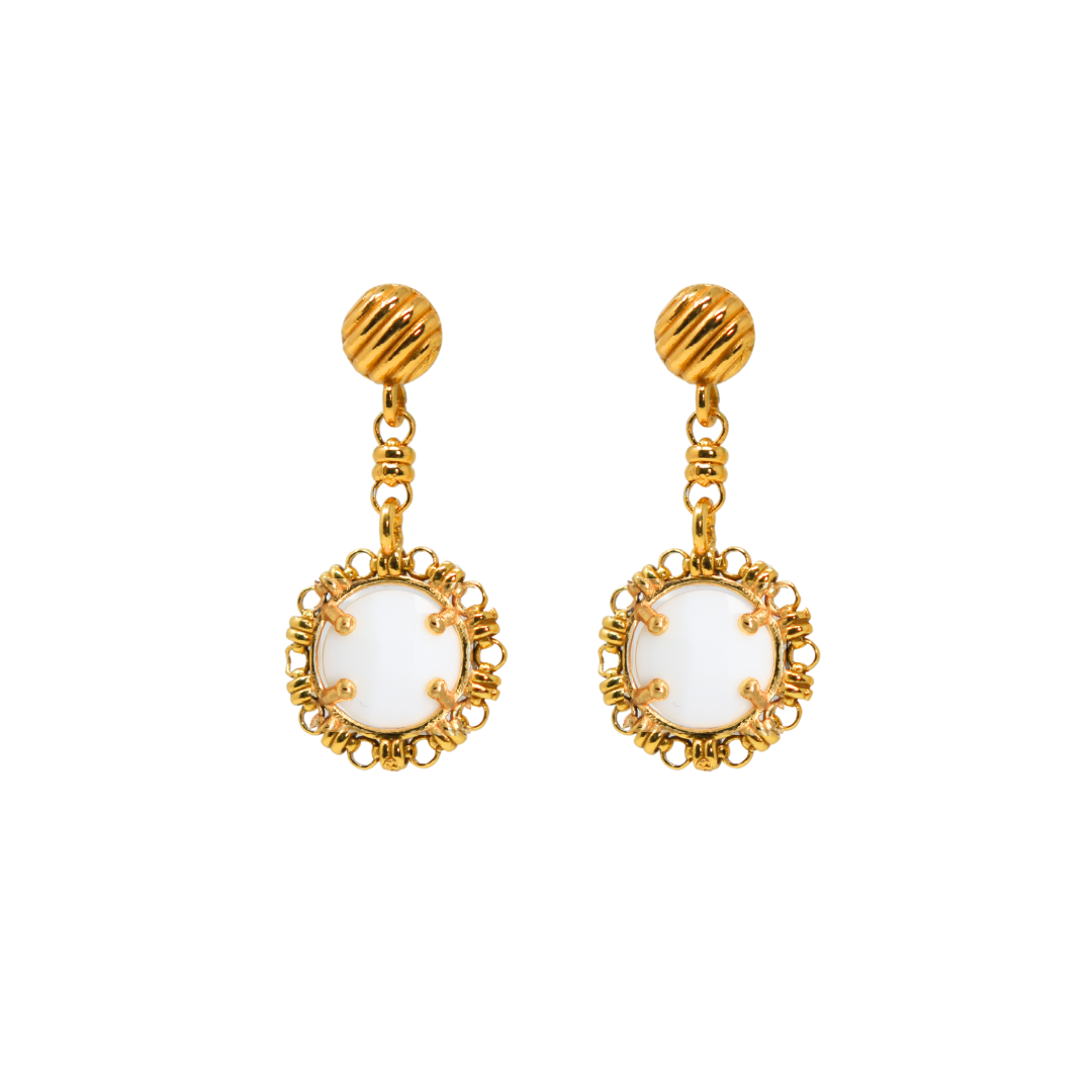 Gemma Earrings in Gold with White Agate