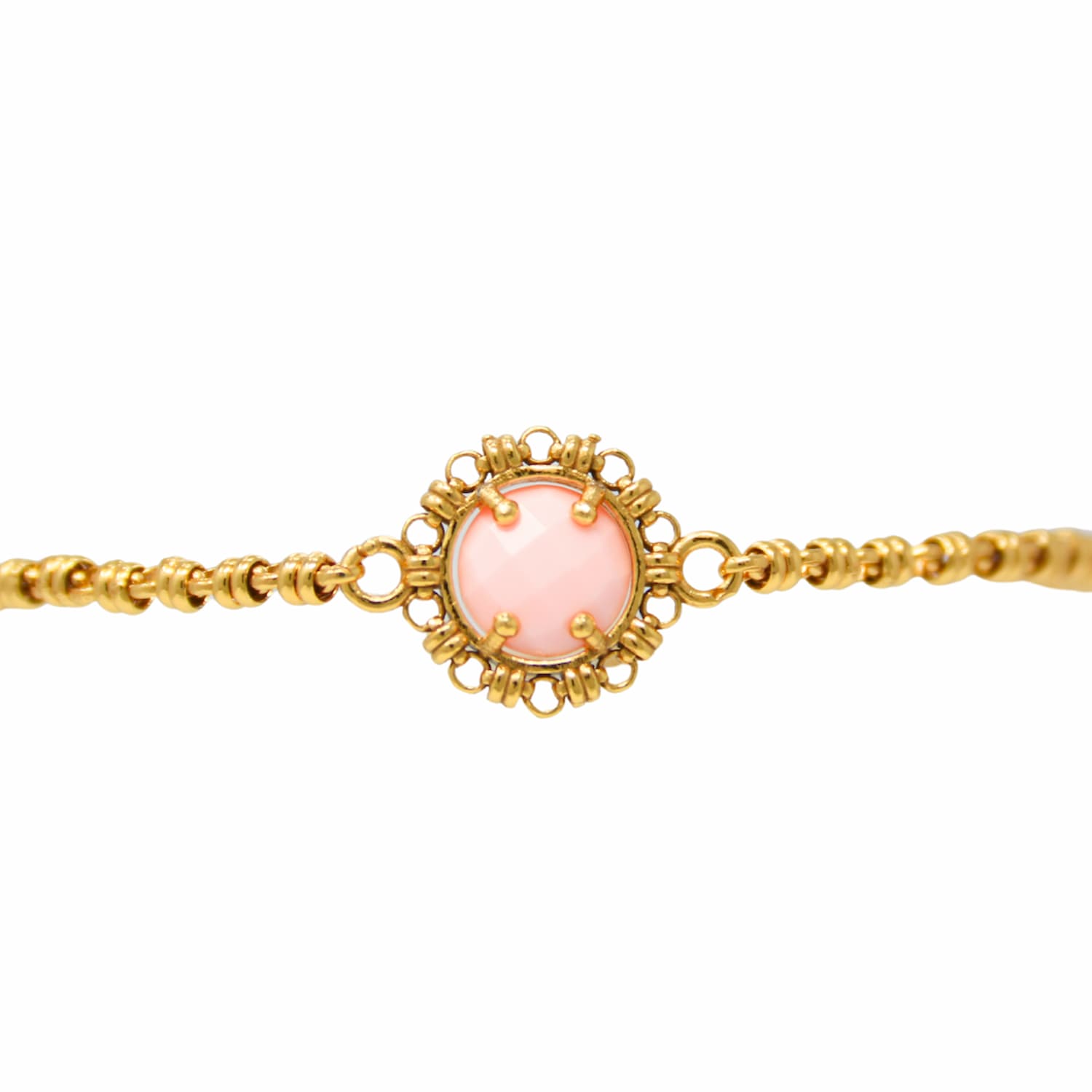 Gemma Bracelet in Gold with Pink Coral