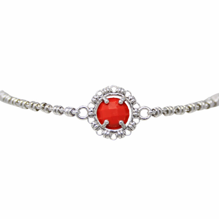 Gemma Bracelet in Silver with Coral