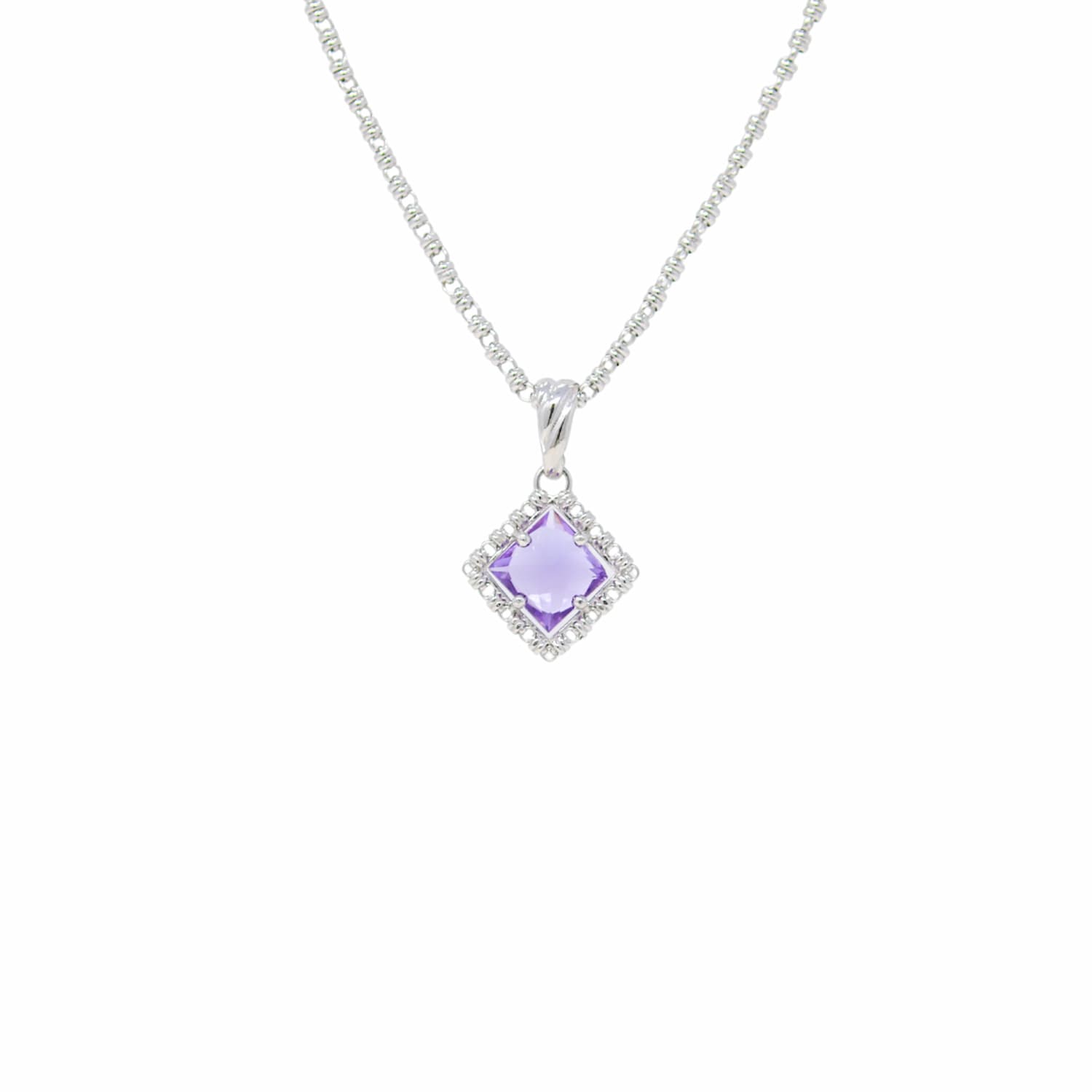 Quadra Pendant in Silver with Amethyst