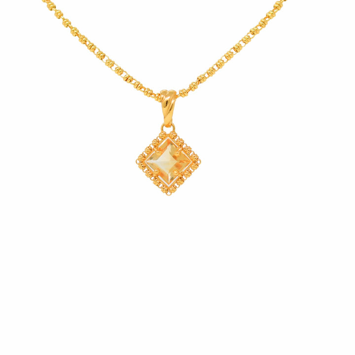 Quadra Pendant in Gold with Citrine