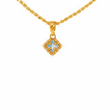 Quadra Pendant in Gold with Blue Topaz, Small