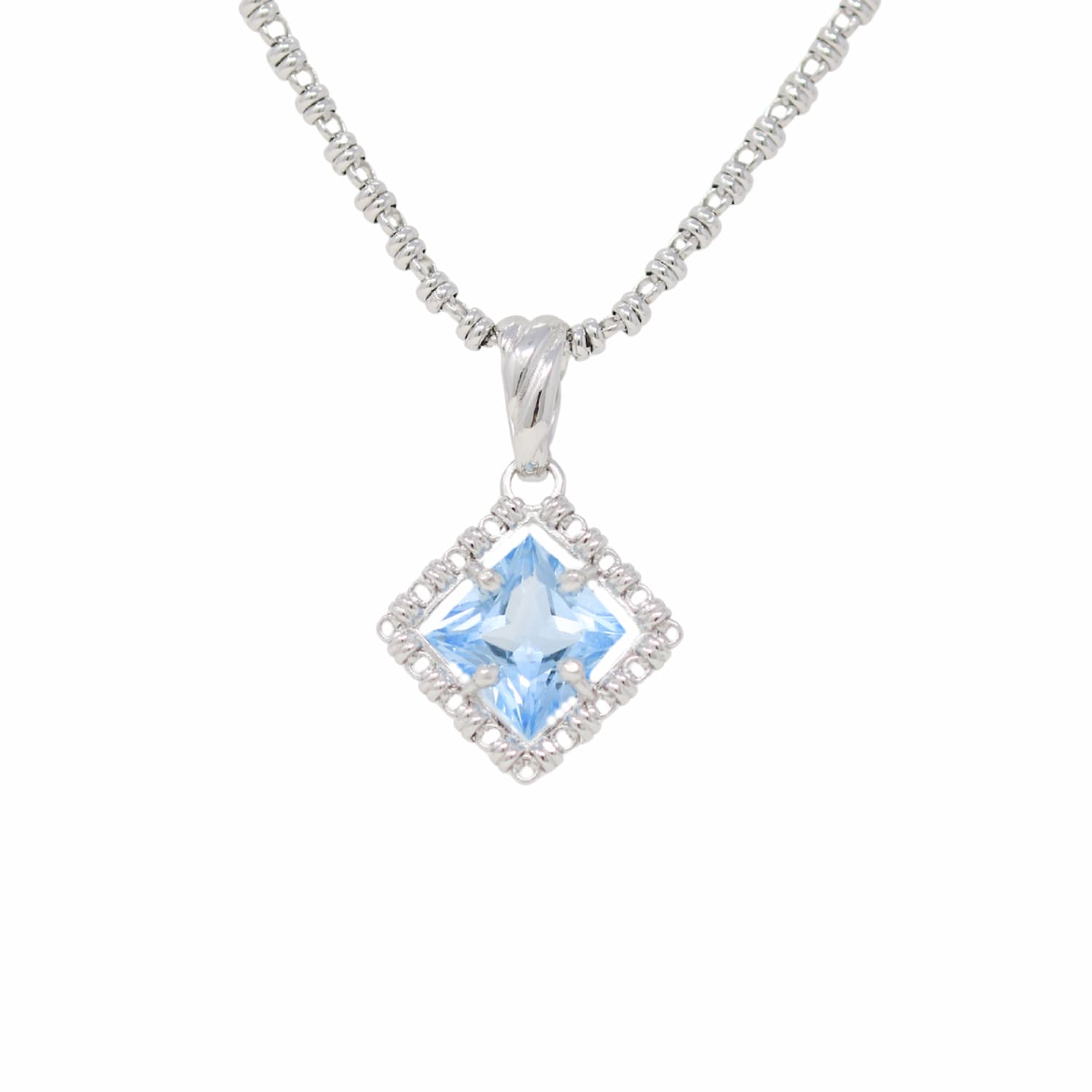 Quadra Pendant in Silver with Blue Topaz, Small